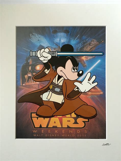 Disney Mickey Mouse Star Wars Jedi Hand Drawn And Hand Painted