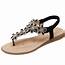 Womens Casual Summer Rhinestone Elastic Back Strap Thong Sandals 