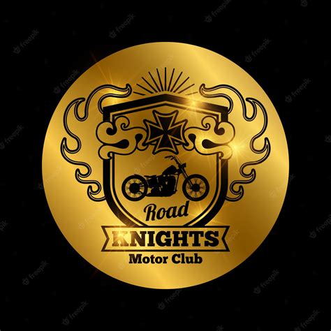 Premium Vector Motorbike Club Golden Emblem With Motorcycle