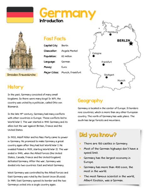 Germany Fun Stuff For Elementary Grades By Thematic Worksheets Uk