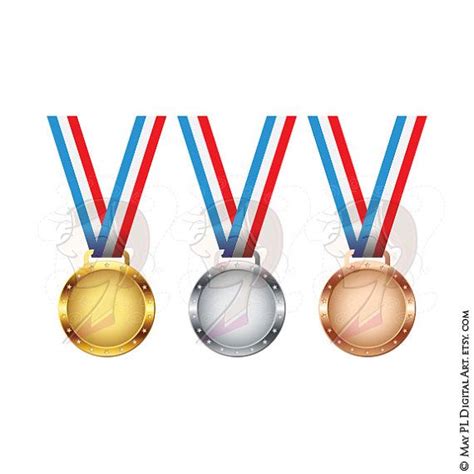 Trophy Cup Ribbon Medals Clipart Success Achievement Award Etsy