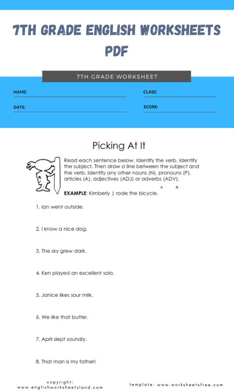 7th Grade English Worksheets Pdf In 2023 Worksheets Free