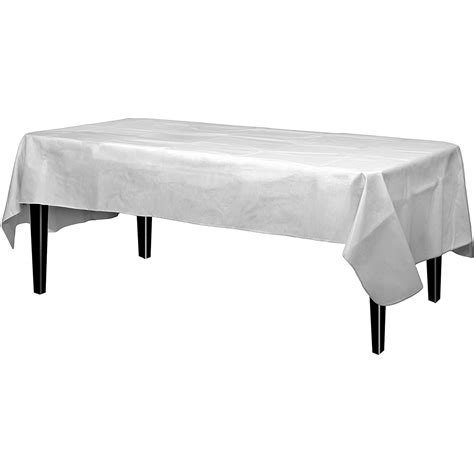 White Rectangle Flannel Backed Vinyl Tablecloth Solid Color Quality