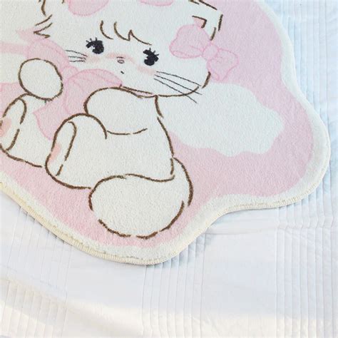 Super Cute Mikko Cat Rug Kawaii Pink Cat Bedside Carpet Etsy