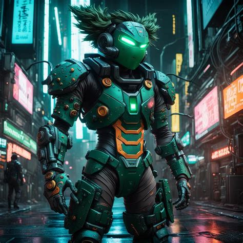 Insanely Detailed Cyberpunk Deku Futuristic Cyber Suit Anime