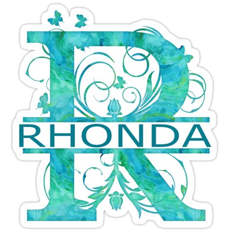 Rhonda Girls Name Monogram Watercolor And Butterflies Stickers By