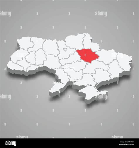 Poltava Oblast Region Location Within Ukraine 3d Isometric Map Stock