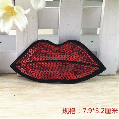 Kissing Red Lip Sequins Patches For Clothing Shoes Embroidery Applique