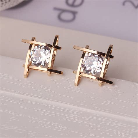 Elegant Black Rhinestone Crystals Square Earring Browista Jewelry