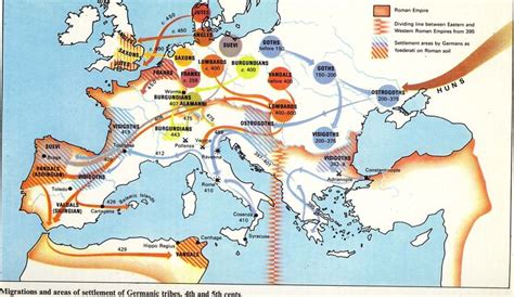 Migrations Of Barbarians And Areas Of Settlement Of Germanic Tribes