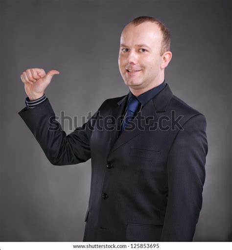 Portrait Happy Young Businessman Pointing Himself Stock Photo 125853695