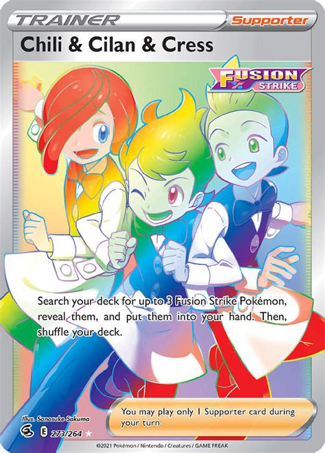 Chili And Cilan And Cress 273264 Swsh Fusion Strike Full Art Holo Hyper