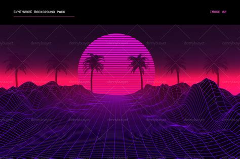 Synthwave Retrowave Background Pack By Dennybusyet