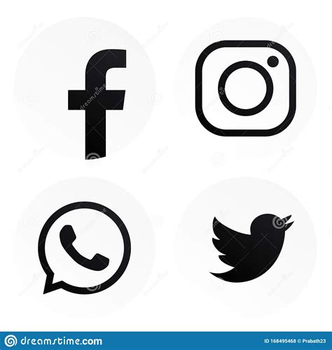 Facebook Instagram Whatsapp Twitter Logos With Black Color And White