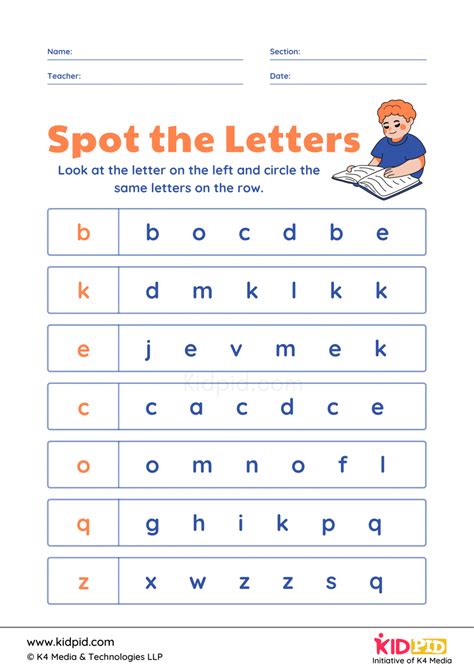 Finding Letters Printable Worksheet for Preschoolers - Kidpid