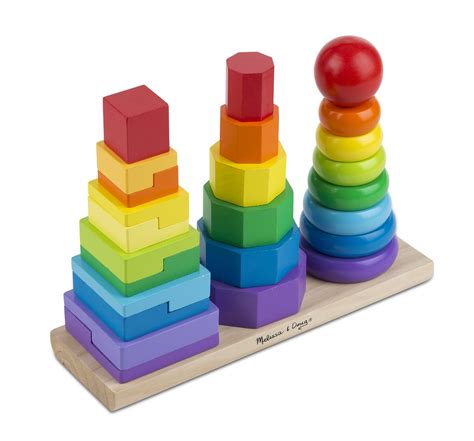 Melissa And Doug Geometric Stacker Wooden Baby Toddlers Educational