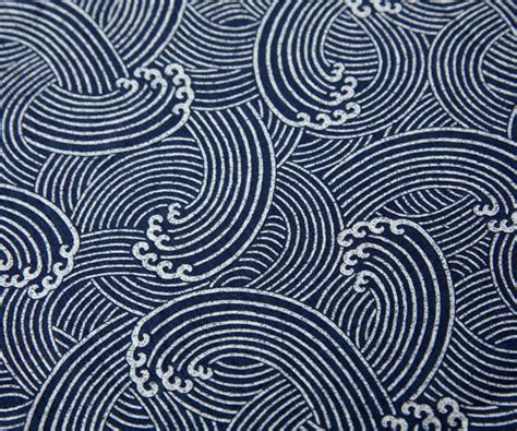 Tissu Japonais Traditionnel Motif Vague Gris écru 153x50cm