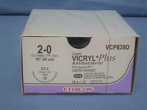Ethicon Suture Vcp839d Vicryl Plus Antibacterial 2 0 18 Ct 1 Taper