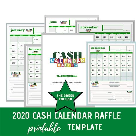 Cash Calendar Raffle Template 2020 The Green Edition Etsy