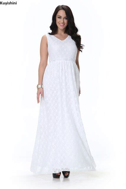 buy new white lace plus size 8xl 9xl women floor length maxi dress summer