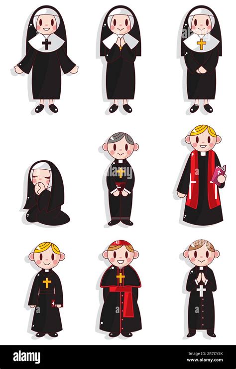 Cartoon Priest And Nun Icon Set Stock Vector Image And Art Alamy