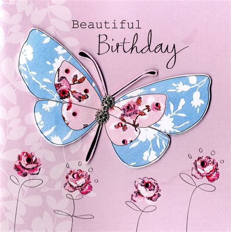 Embellished Beautiful Butterfly Birthday Card Cards