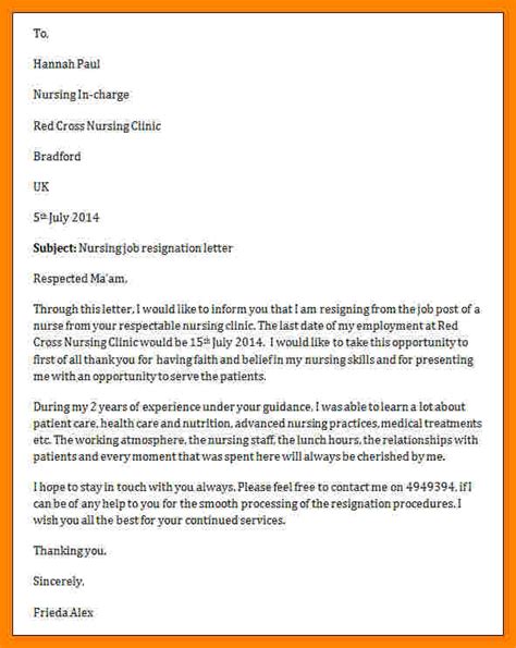 sample resignation letter nurse resignition letter