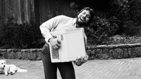 Download Greyscale Steve Wozniak Holding Apple Ii Wallpaper