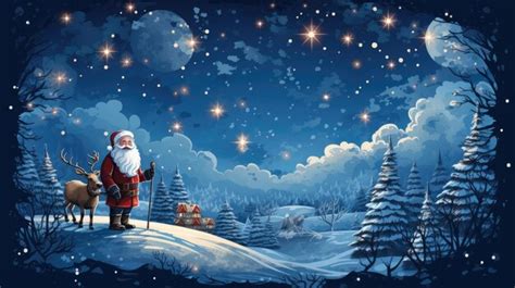 Premium Ai Image A Whimsical Scene With Santa Claus And His Reindeer