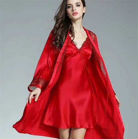 Women 100 Charmeuse Satin Silk Nightgowns And Robe Set Silk Nighties