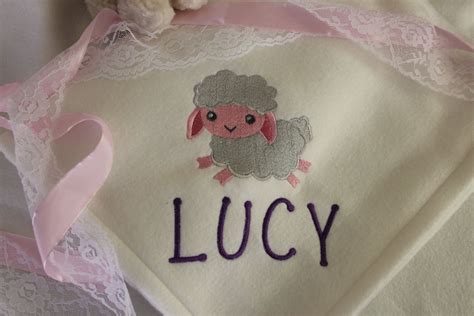 Baby Blanket With Embroidered Lamb And Name Etsy Sweet Baby Names