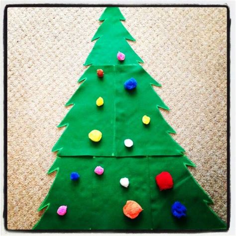 Toddlers Felt Christmas Tree Attached To Wall Pompoms Have Velcro