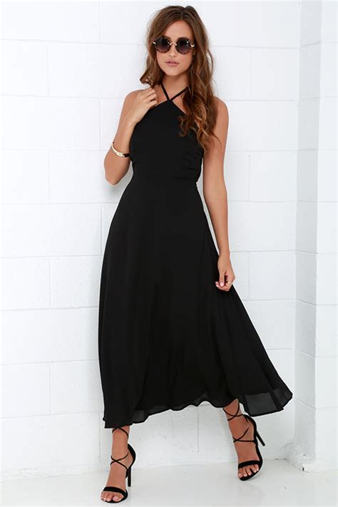 Black Dress Midi Dress Halter Dress 49 00 Lulus