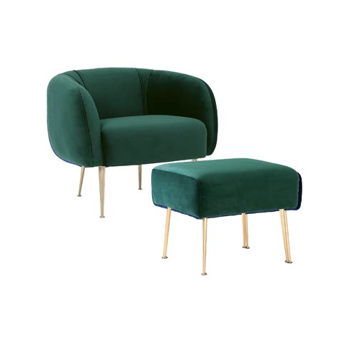 Abraham beige accent chair with ottoman set. Alero Armchair with Alero Ottoman in Dark Green | Armchair ...