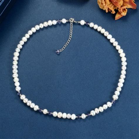 White Freshwater Pearl And Faceted Crystal Necklace With Extension