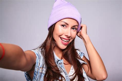 Model In Casual Summer Clothes With No Makeup In Studio Stock Photo