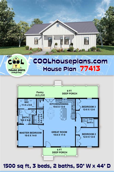 House Plan 77413 Traditional Style With 1500 Sq Ft 3 Bed 2 Ba