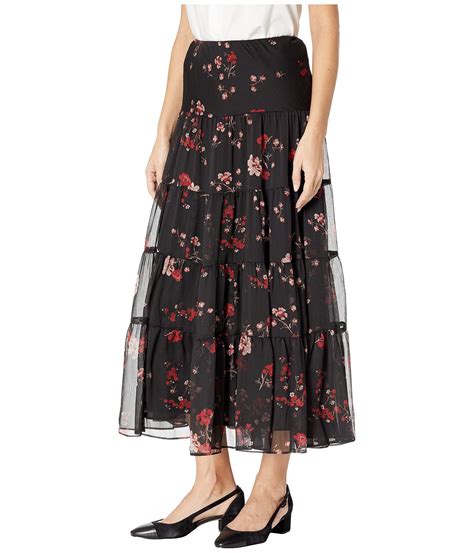 Lauren By Ralph Lauren Synthetic Floral Georgette Peasant Skirt Black