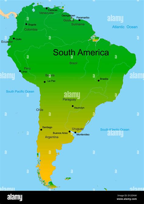 Mappa Di Sud America Continente Foto Stock Alamy