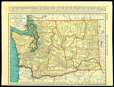 Washington Map Of Washington Wall Decor Art Vintage State Etsy
