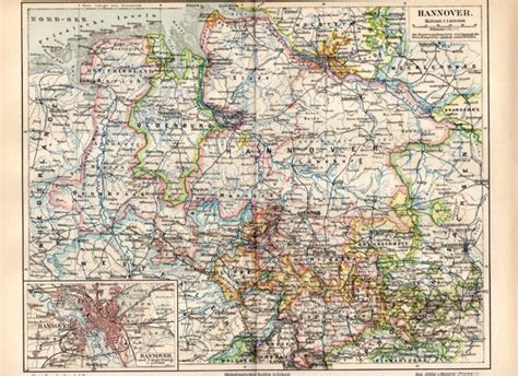 1895 Hannover Germany Hanover Antique Map Oldenburg Etsy Hannover