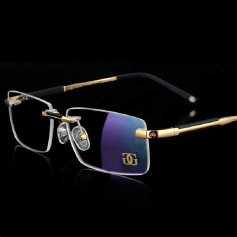 Vazrobe Metal Gold Clear Glasses Men Rimless Brand Eyeglasses Frames For Man Prescription Custom