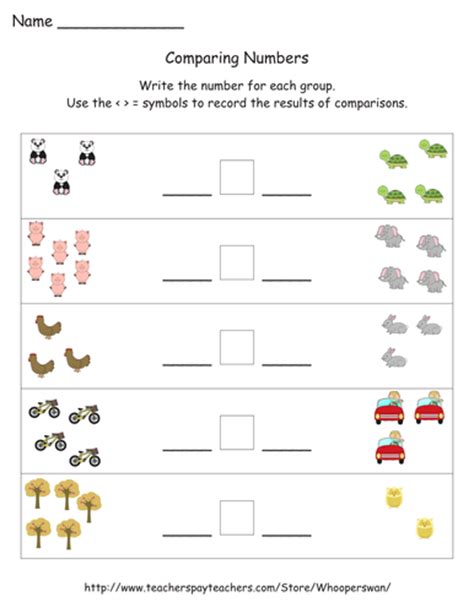comparing numbers worksheets teaching resources