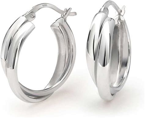 Amazon Com Sterling Silver Double Hoop Earrings The Royal Gift Jewelry