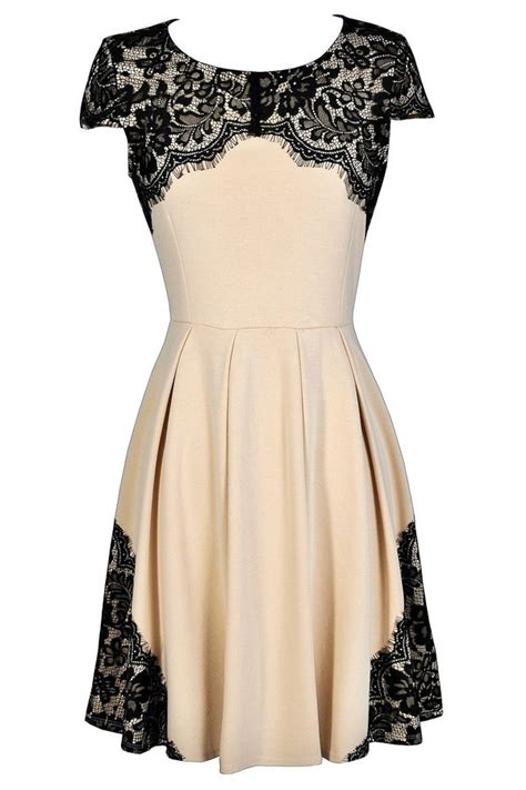 Black And Beige Lace Dress Black And Beige Lace A Line Dress Cute