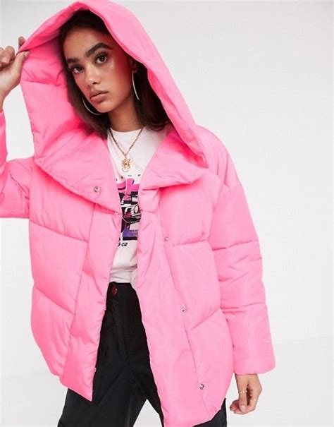 asos design bubblegum wrap hooded puffer jacket in pink asos pink puffer jacket sexy jacket