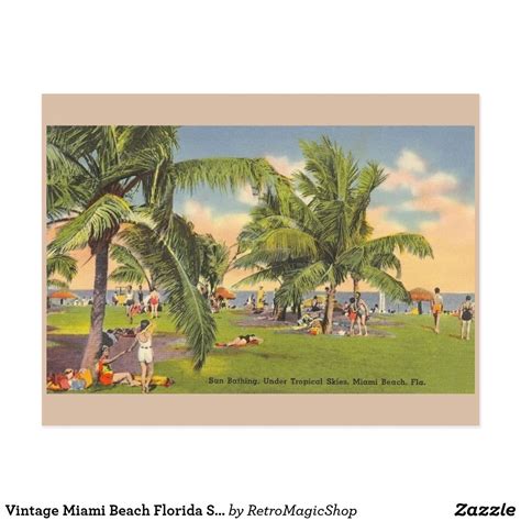 Vintage Miami Beach Florida Sunbathing Post Card Vintage
