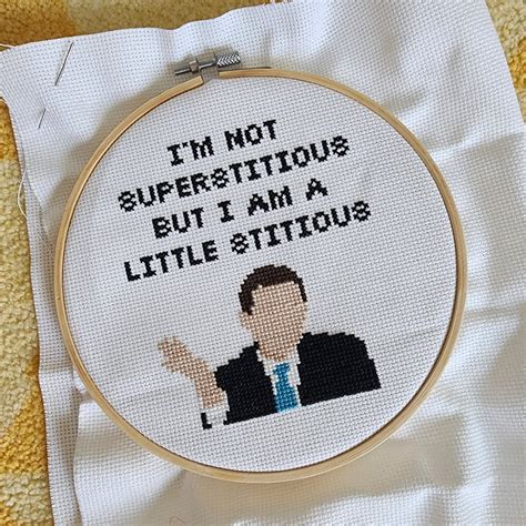 The Office Michael Scott Superstitious Quote Cross Stitch Pattern Etsy