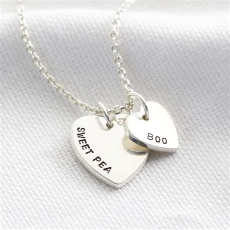 Personalised Sterling Silver Double Heart Necklace Lisa Angel