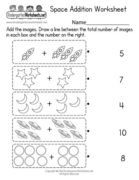 Free Printable Space Math Worksheet For Kindergarten